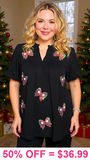 Christmas SEQUIN Bows baby doll top