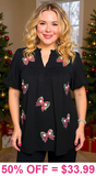 Christmas SEQUIN Bows baby doll top