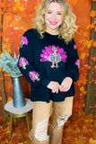 S, L, XL, 2X, 3X  Sequin turkey long sleeve top