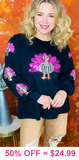 L, XL, 2X  Beautiful Sequin turkey long sleeve top