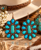 Turquoise concho earrings copper tone