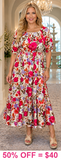 Flower Garden tiered midi dress