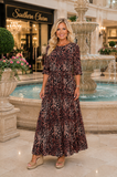 Brown Animal print mesh dress with lining