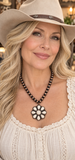 Copper beaded necklace Cream concho pendant