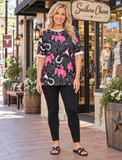 Pink & Black Western short sleeve top