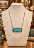 Turquoise rectangle stone necklace