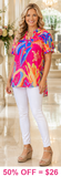 Pink, Blue, Yellow, Orange Top - loose fit