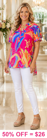 Pink, Blue, Yellow, Orange Top - loose fit