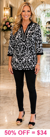 Black and White Damask blouse