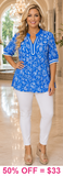 Blue White paisley blouse