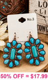 Turquoise concho earrings copper tone