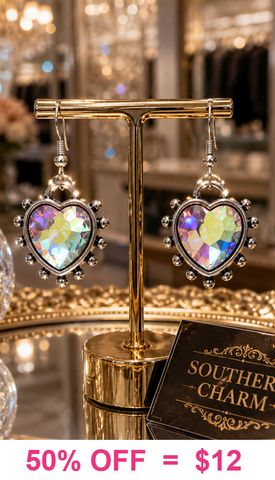 Bling AB Gem heart earrings