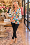Floral blouse with polka dot sleeves