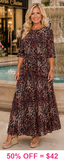 Brown Animal print mesh dress with lining