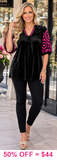 Black Velvet Pink embroidery blouse