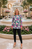 Pink & Green Abstract printed long sleeve top