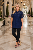 Navy Lace button up blouse