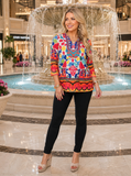 Sunset Mosaic colorful print top
