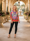 Sunset Mosaic colorful print top