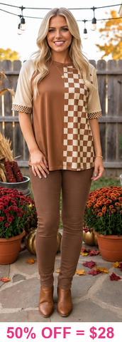 New Checker color block top