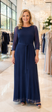 Navy blue Maxi Mesh Dress with lining