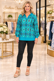 Turquoise tribal collar top