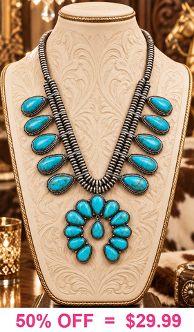 Turquoise Squash blossom necklace