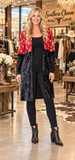 Black velvet Western print cardigan