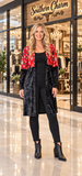 Black velvet Western print cardigan