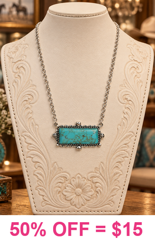 Turquoise rectangle stone necklace
