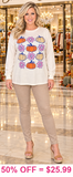 Pumpkin & Flowers Cream Long sleeve top