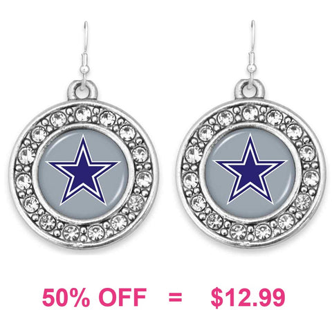 Large : Star Football Sport bling earrings