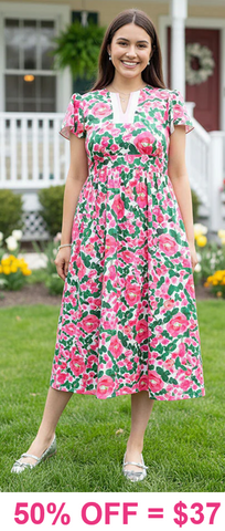 Pink and Green floral dress