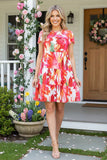 Pink & Red Floral Layered Dress