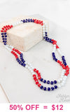 Red, White & Blue Crystal Beaded 60" Layering Necklace