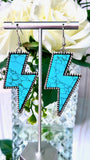 Turquoise Thunder Bolt earrings [silver tone]