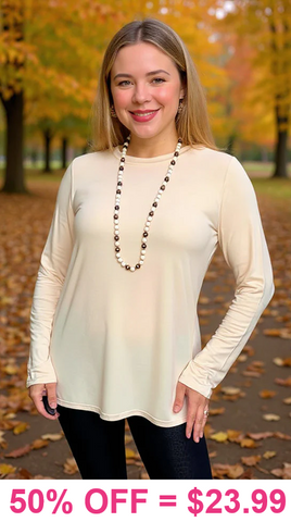 Cream long sleeve top