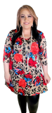S, M, L : Taupe Leopard & Coral Floral Flutter Tunic