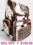 Western Genuine Leather cow hide backpack w/ tooling & concho