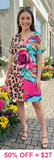 Leopard, Pink Rose, Colorful TieDye Dress