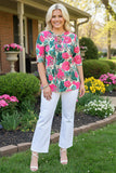 Cactus, Rose, Leopard criss cross neck top