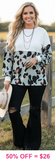 Grey Leopard & White long sleeve top