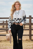 Grey Leopard & White long sleeve top