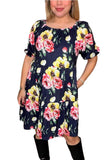 Navy Floral Tiered Dress