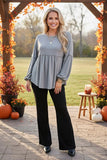 Grey baby doll long sleeve top