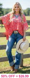Coral Paisley poncho