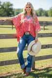 Coral Paisley poncho