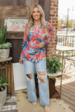 Orange & Turquoise Floral Long Sleeve top