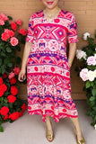 Pink Purple Tribal Midi Length Dress