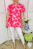Pink & White top with flutter cap sleeves